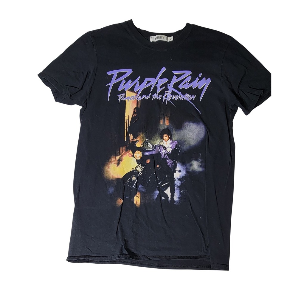 Missguided Prince Purple Rain‎ Graphic T-Shirt Black Mens Medium Short Sleeve